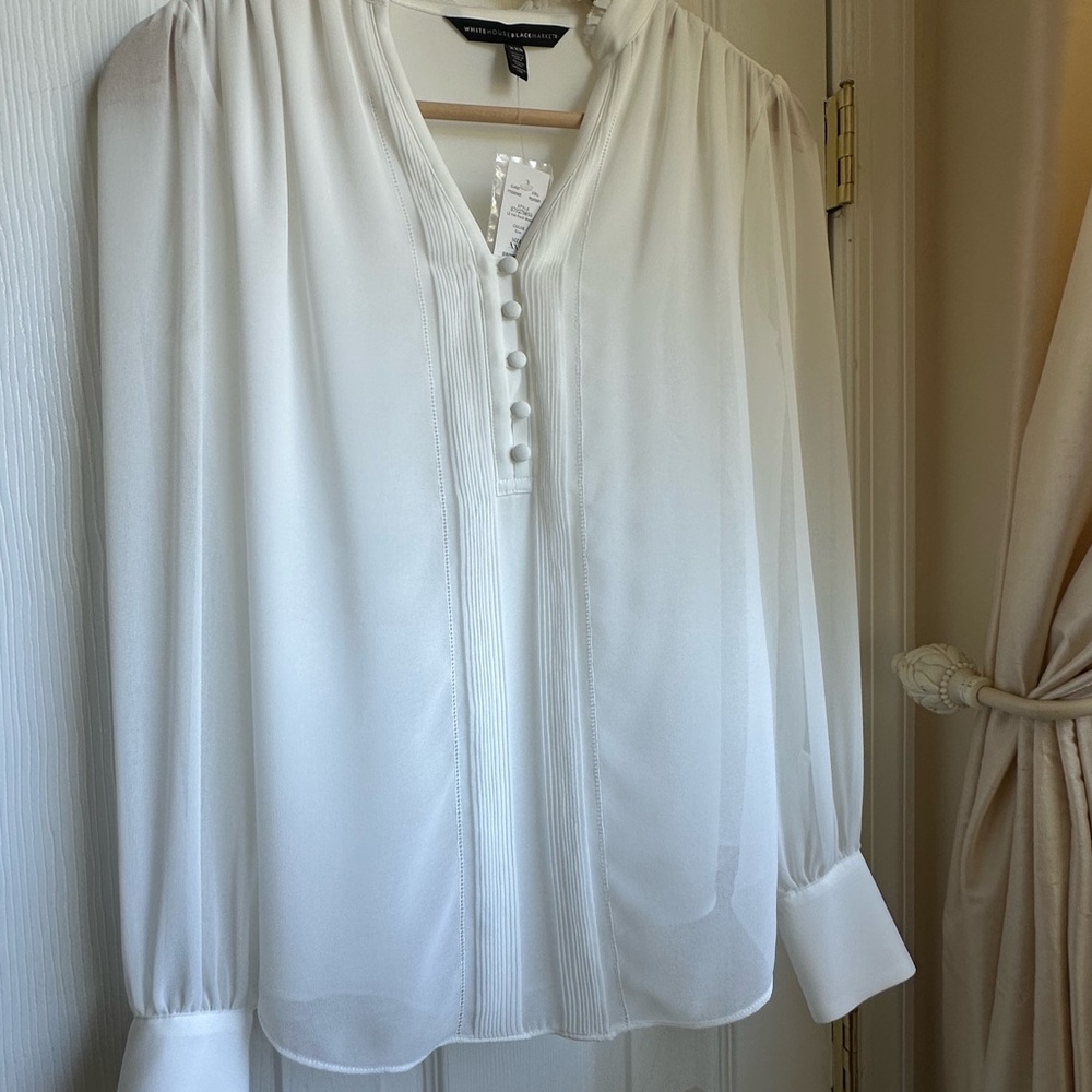 White House Black Market White Blouse